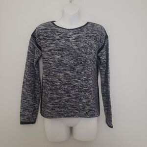 Athleta Women's Marled Knit Pullover Sweater Small Black White Athleisure Basic